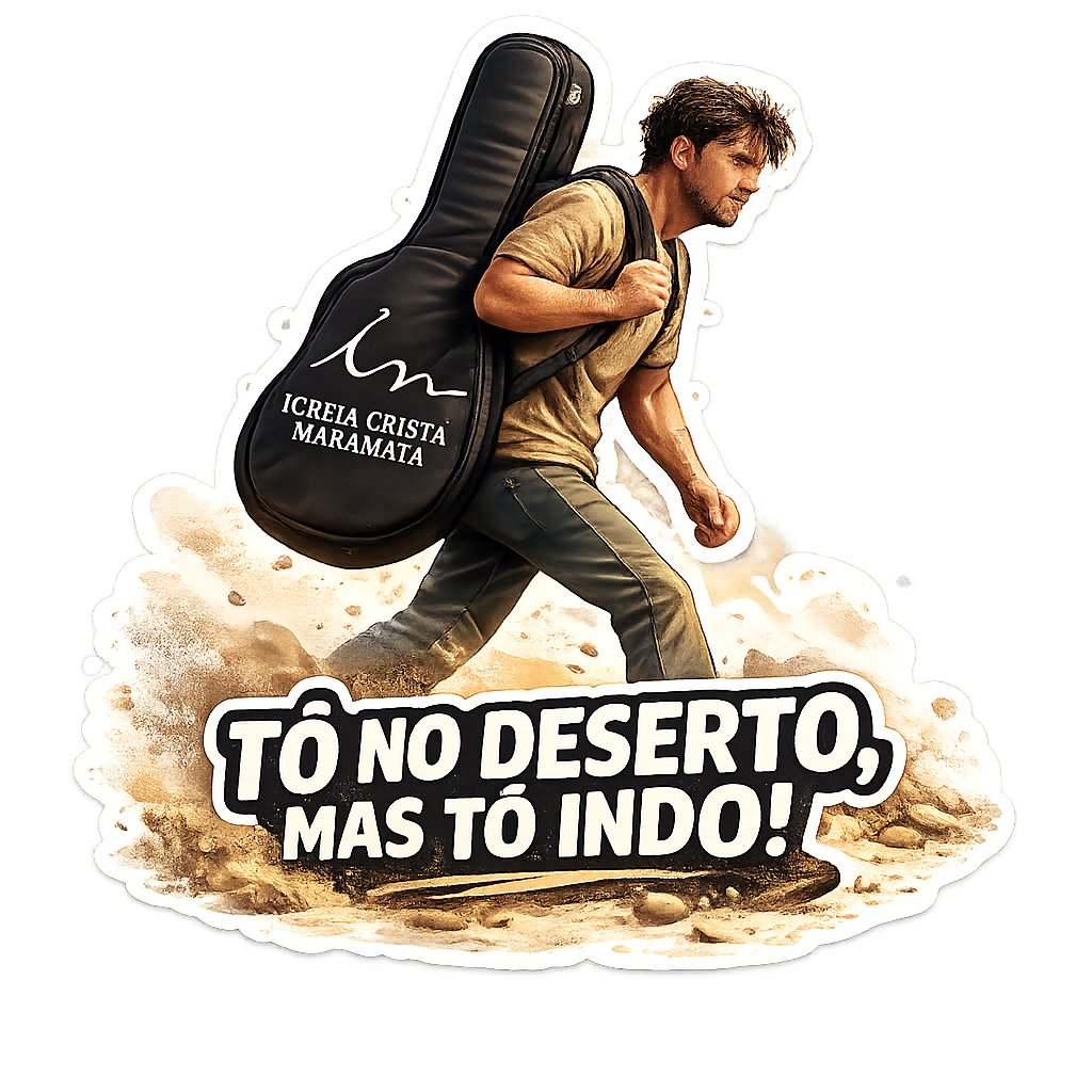 Figurinha espiritual com a frase: Tô deserto mas to indo!