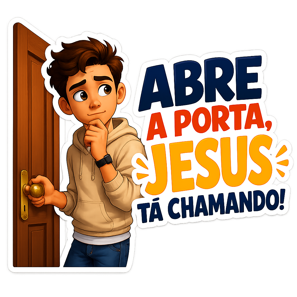 Figurinha Abre a porta, Jesus tá chamando!