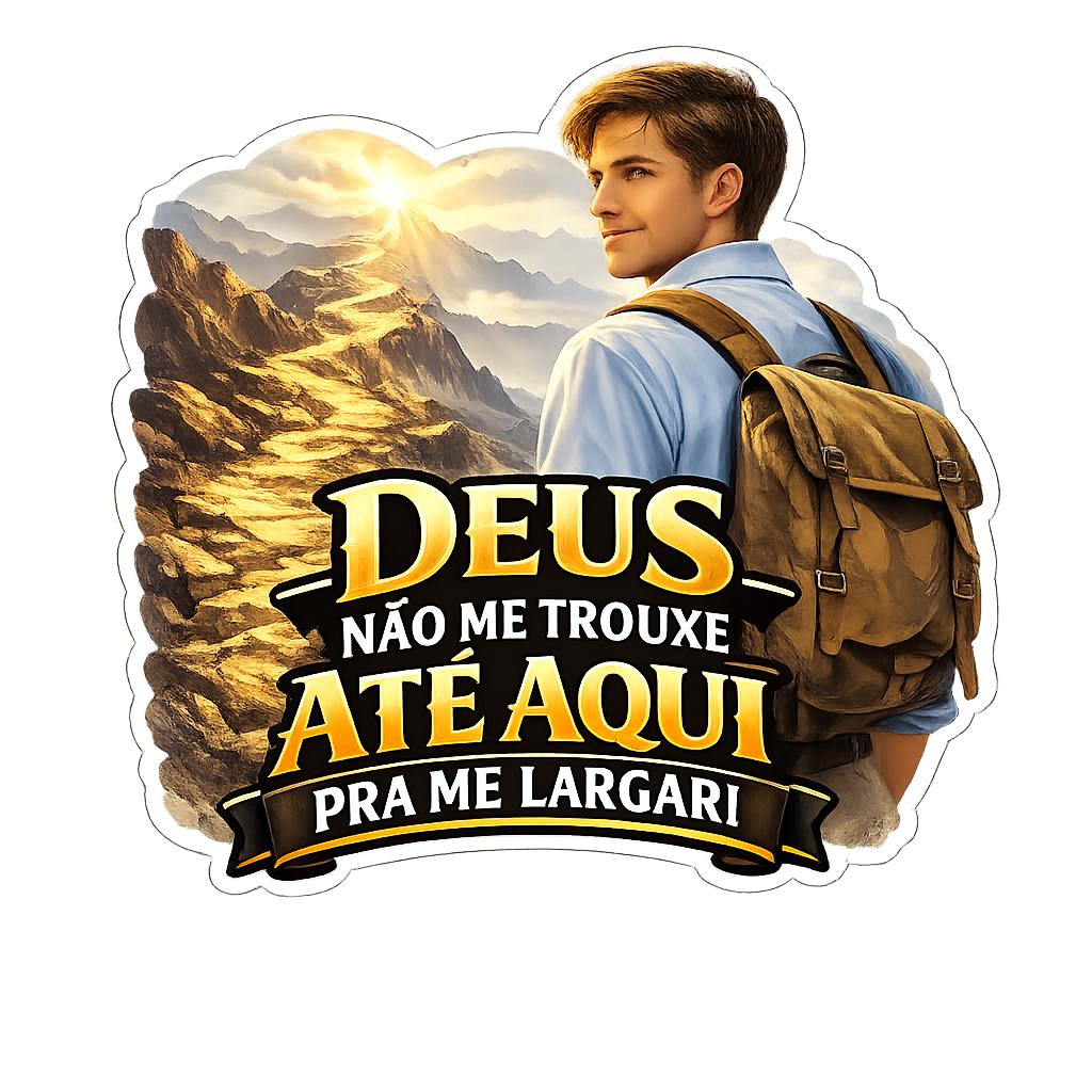 Figurinha espiritual com a frase: Deus não me trouxe até aqui pra me largar!