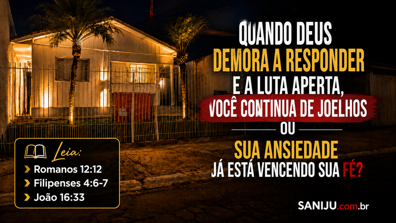 Quando Deus demora a responder e a luta aperta, você continua de joelhos ou sua ansiedade já está vencendo sua fé?