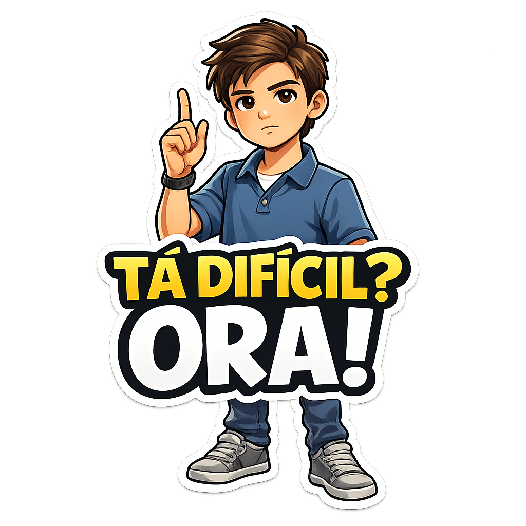Figurinha com a frase Tá difícil? Ora!