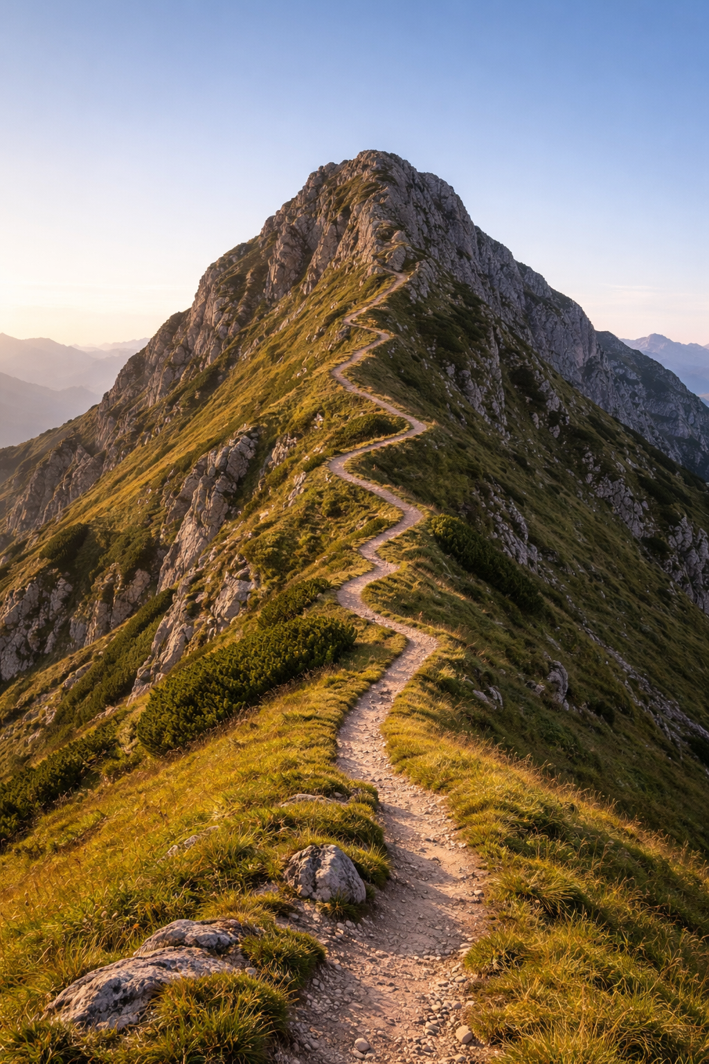  uma montanha com caminho estreito e céu claro