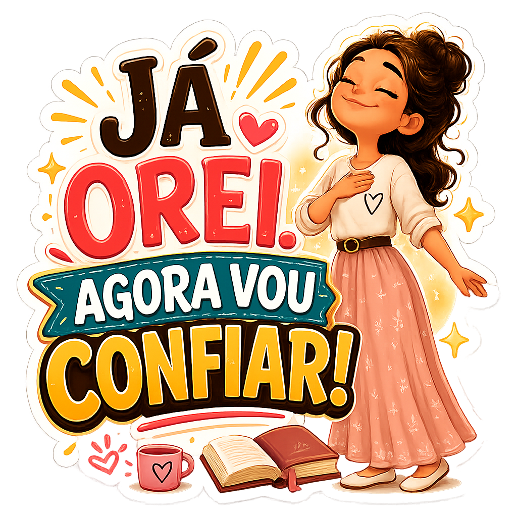 Figurinha Já orei. Agora vou confiar!