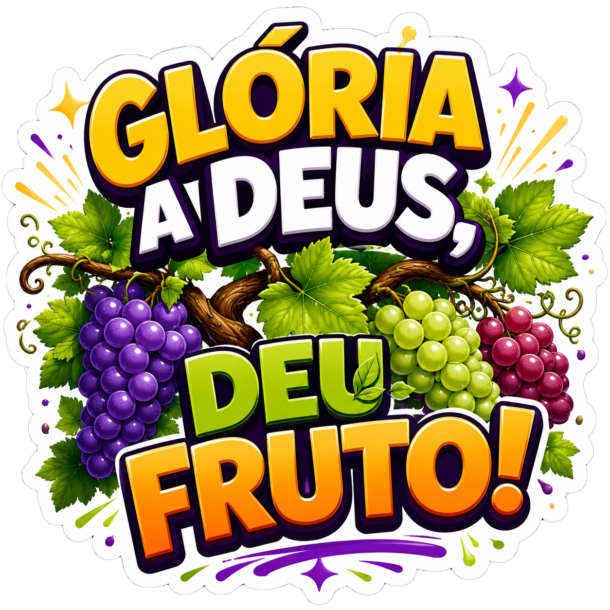 Figurinha Glória a Deus, deu fruto