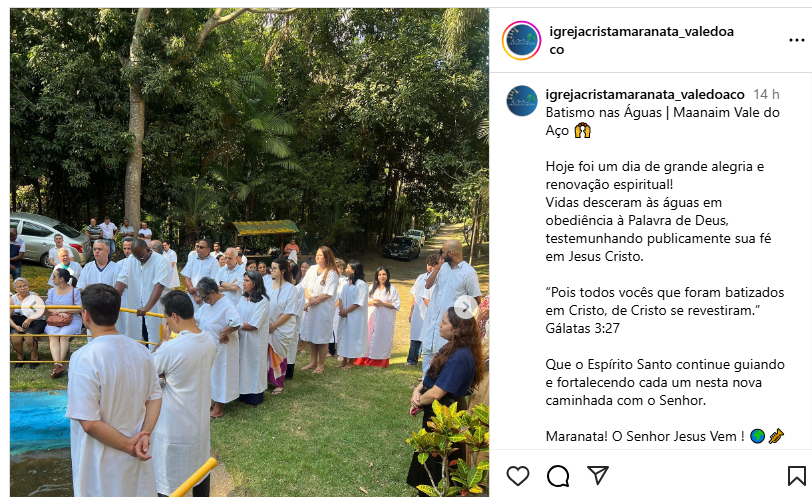 Batismo nas Águas — Maanaim Vale do Aço