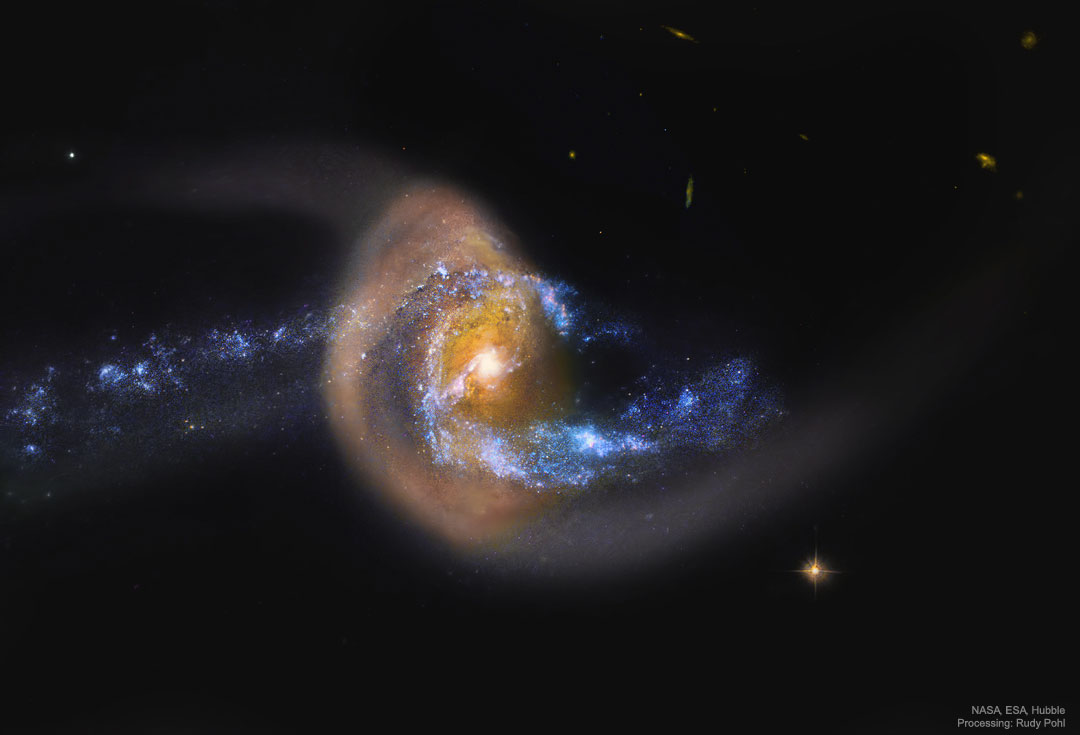 NGC 7714: Starburst após colisão de galáxia
