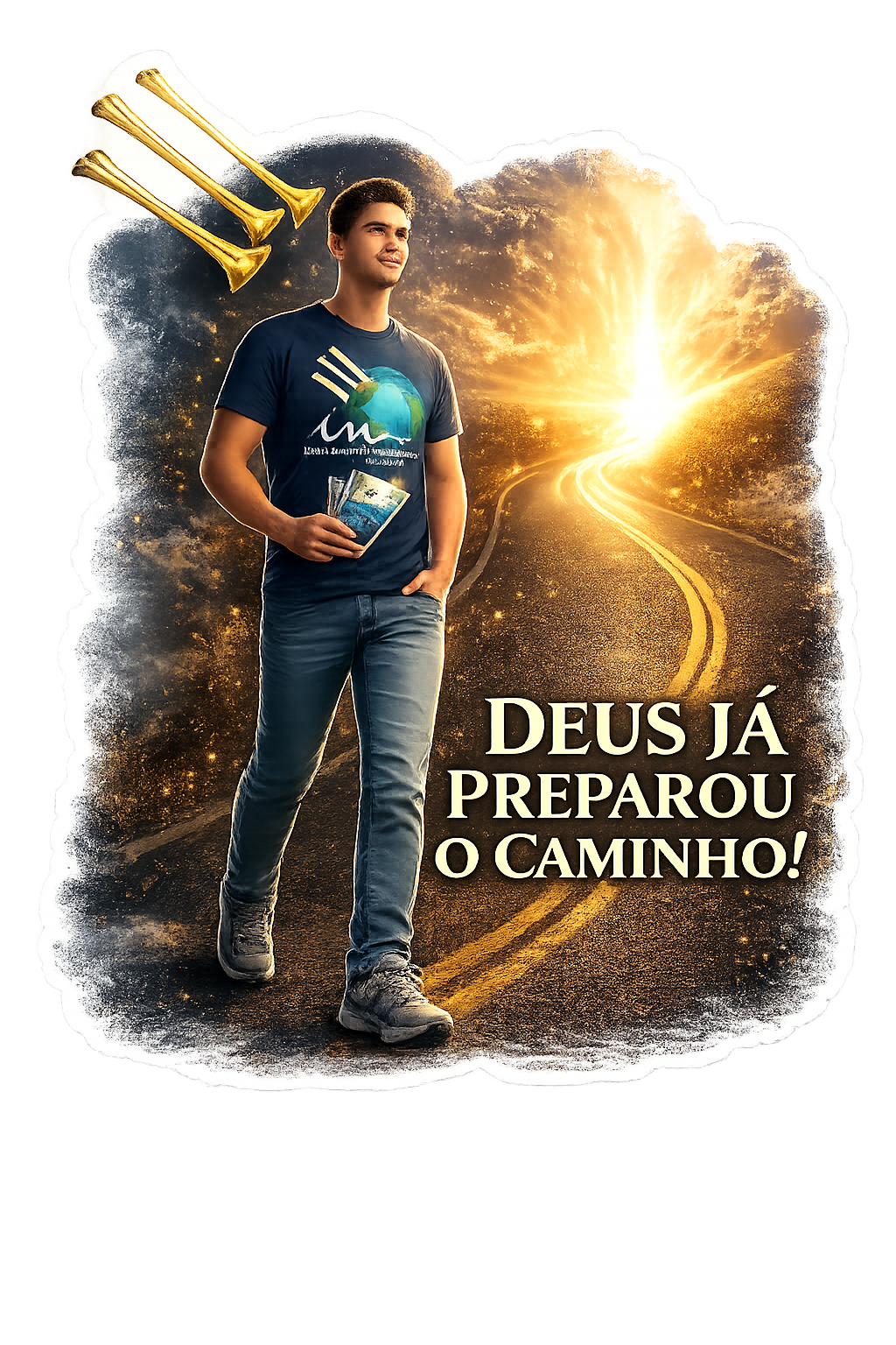 Figurinha espiritual com a frase: Deus já preparou o caminho!