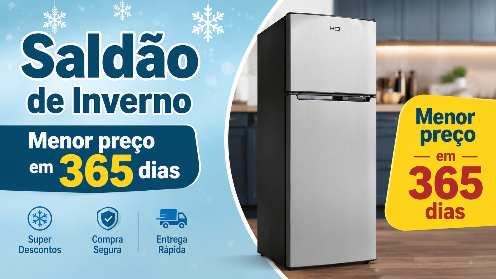 Geladeira Refrigerador HQ Defrost 290 Litros Preto/Cinza HQ-290RDF 127V