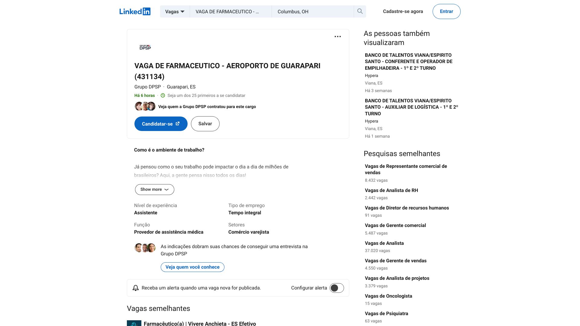 vaga de farmaceutico - aeroporto de guarapari (431134) - LinkedIn
