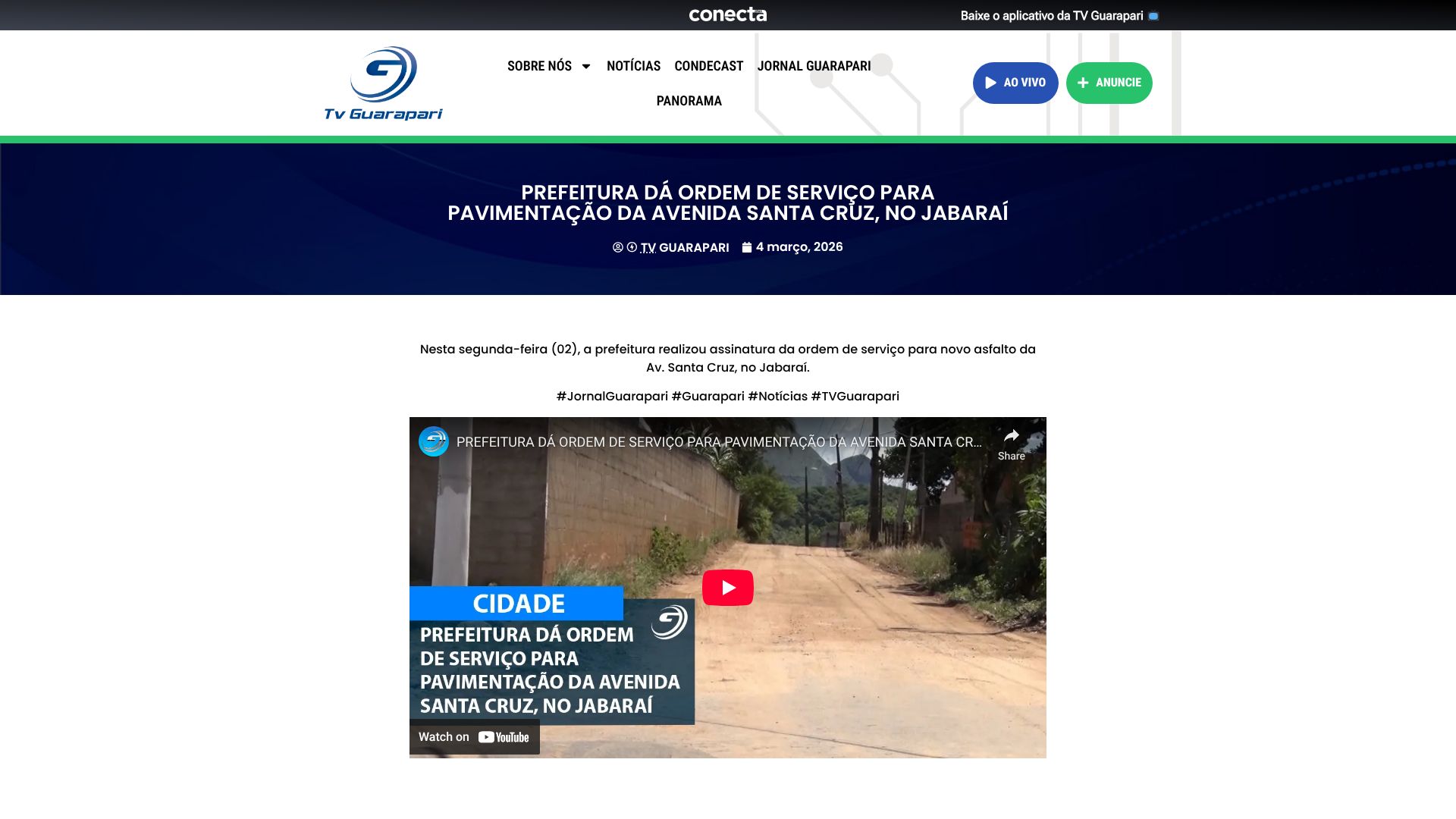 PREFEITURA DÁ ORDEM DE SERVIÇO PARA PAVIMENTAÇÃO DA AVENIDA SANTA CRUZ, NO JABARAÍ