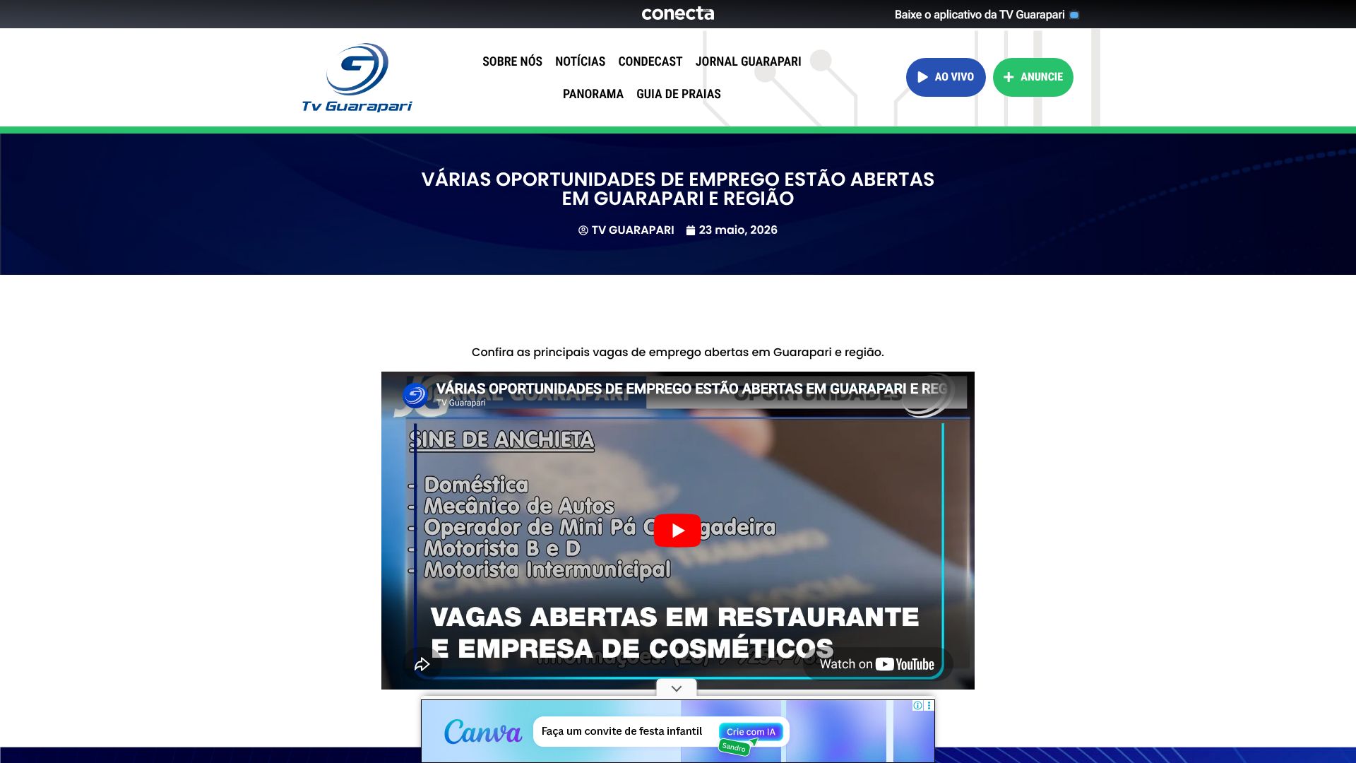 VÁRIAS OPORTUNIDADES DE EMPREGO ESTÃO ABERTAS EM GUARAPARI E REGIÃO