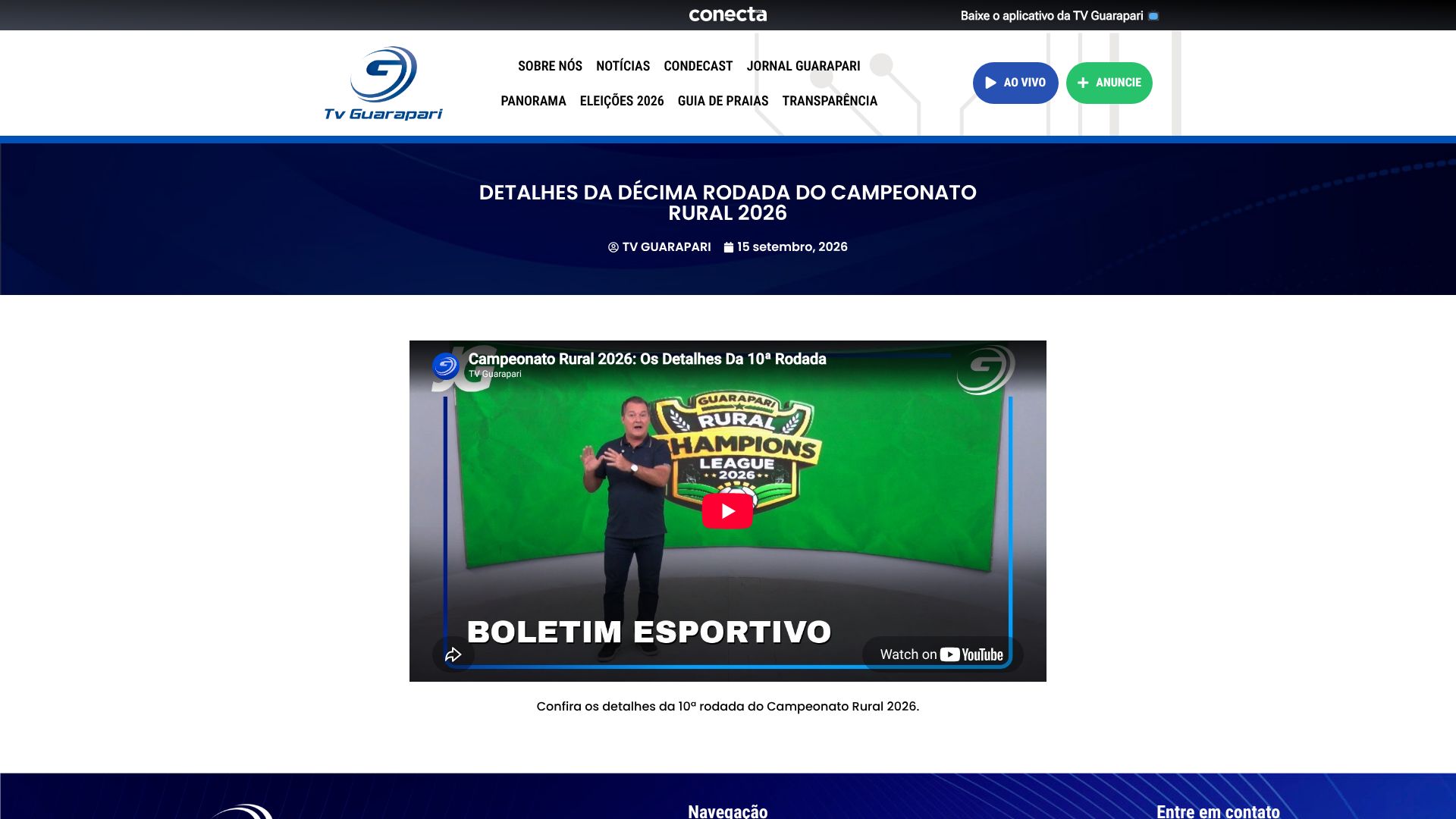 DETALHES DA DÉCIMA RODADA DO CAMPEONATO RURAL 2026